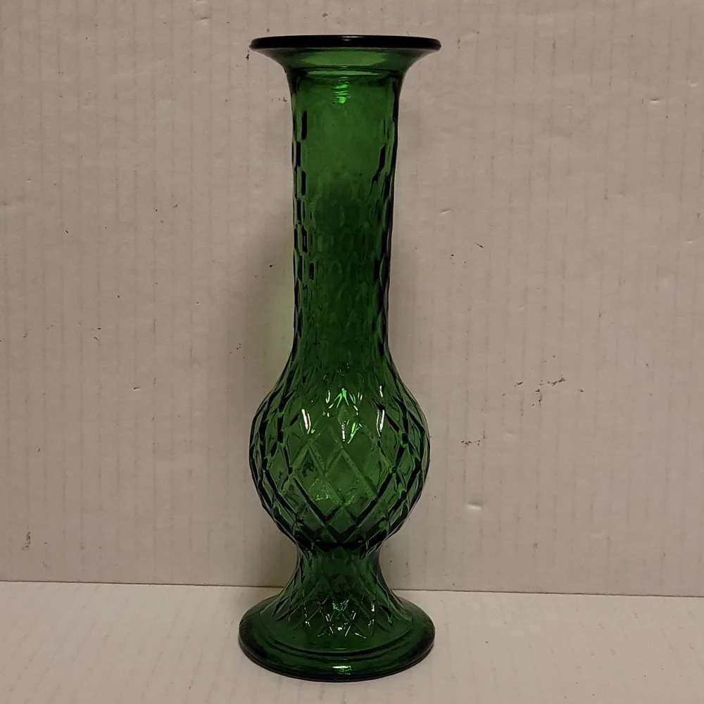 Vintage E.O. Brody Co. Green Glass Bud Vase